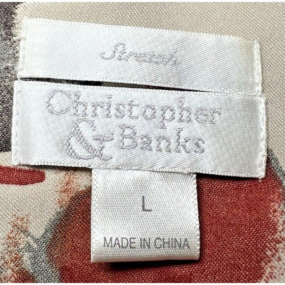 Christopher & Banks Blazer Womens Size Large Tan Multicolor Full‎ Button Stretch - Picture 8 of 11